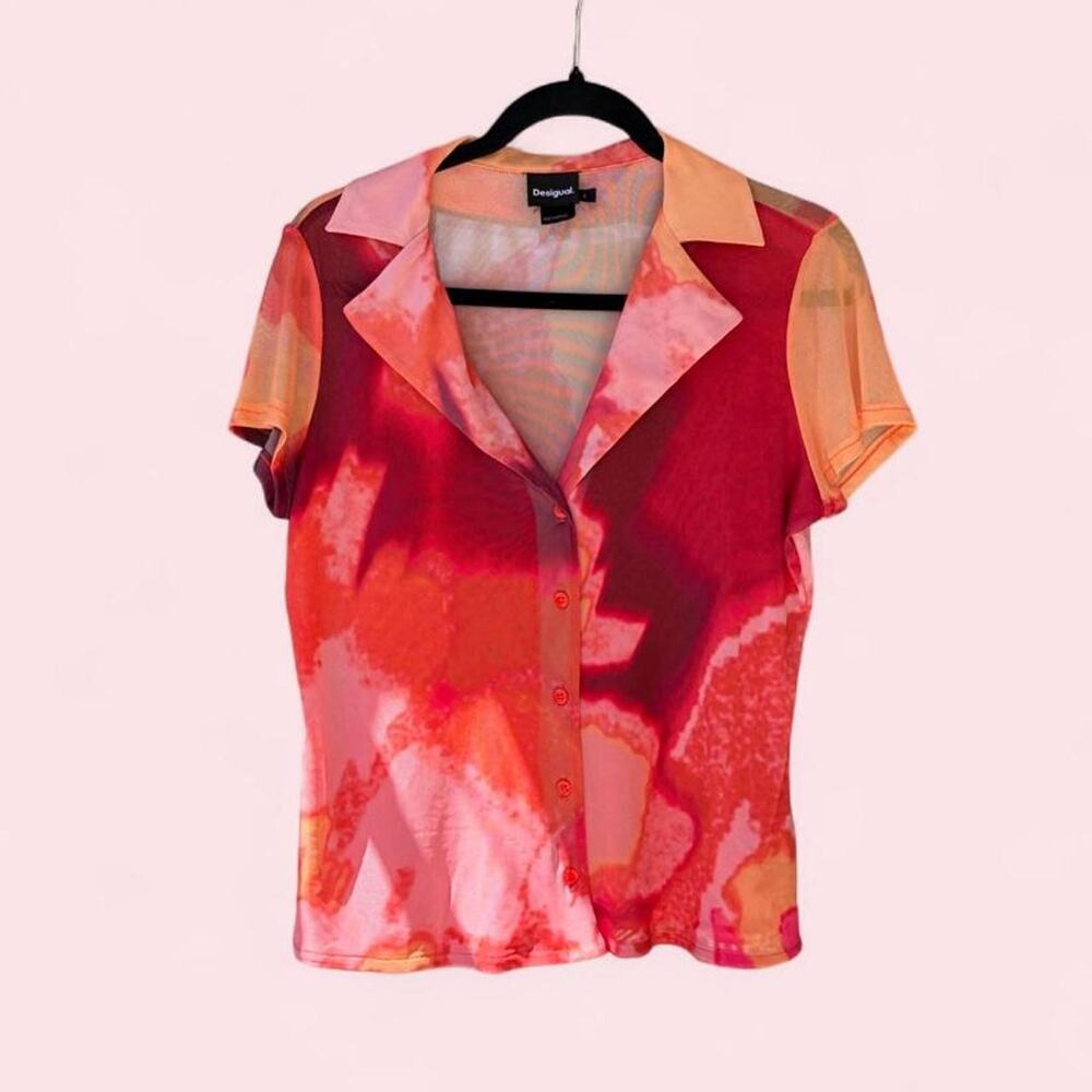 Desigual tulle resort mesh button up